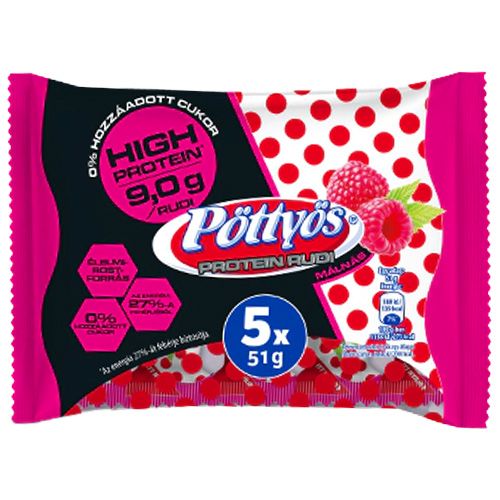 Pöttyös Raspberry Protein Curd Bar Snack 5 x 51g